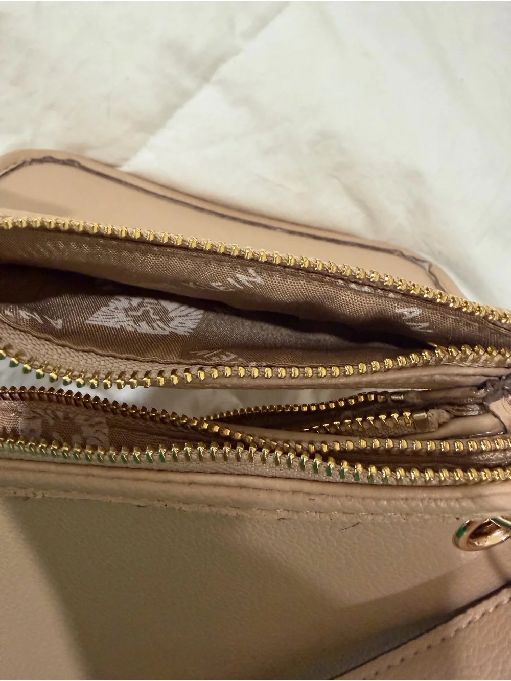Anne Klein Taupe Multi-Pouch Wristlet Clutch